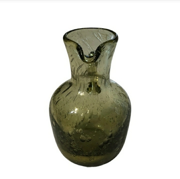 VINTAGE Green Bubble Glass Handblown Mini PitcherVintage EUC! - Picture 3 of 6